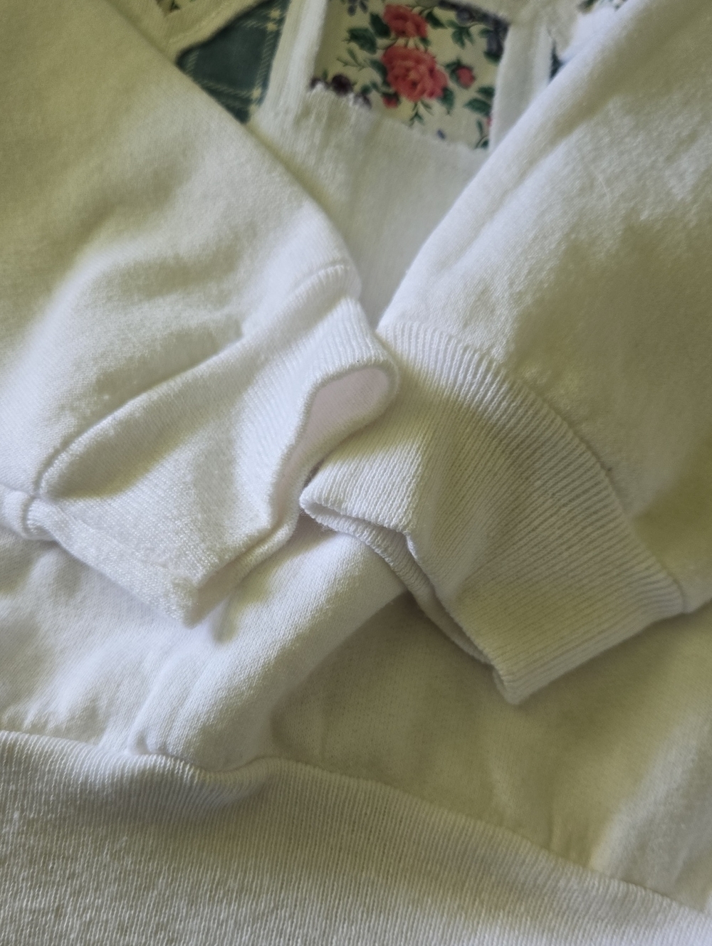 Vintage 90s Hanes Her Way White Cotton Blend Sweatshirt Quilt Pattern Size Large - Picture 8 of 10